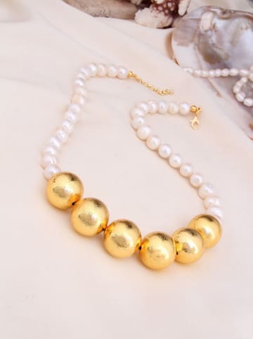 L'Atelier de Gaia Vergold. Halskette mit Perlen - (L)42 cm