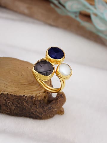 L'Atelier de Gaia Vergold. Ring mit Edelsteinen und Perle