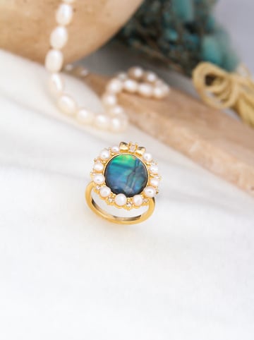 L'Atelier de Gaia Vergold. Ring mit Edelsteinen un Perlen