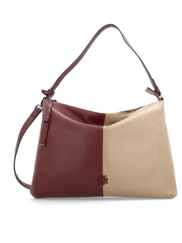 PICARD Leder-Schultertasche "Match" in Bordeaux/ Beige - (B)38 x (H)25 x (T)5 cm