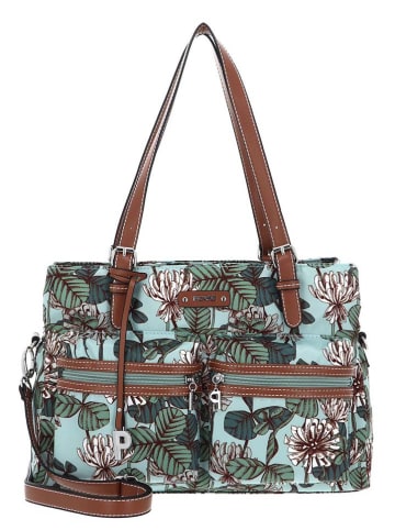 PICARD Schultertasche in Hellblau/ Camel - (B)35 x (H)24 x (T)14 cm