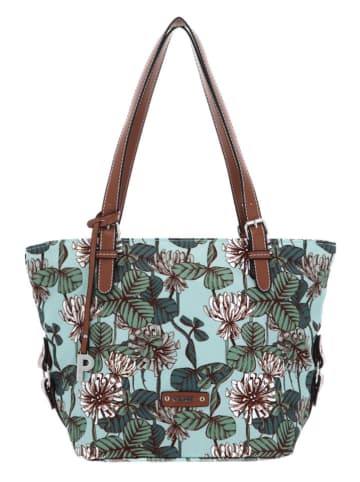 PICARD Schultertasche in Hellblau/ Camel - (B)38 x (H)27 x (T)15,5 cm
