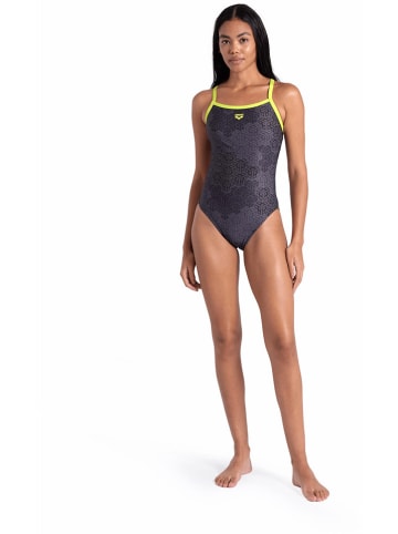 Arena Badeanzug in Anthrazit/ Gelb