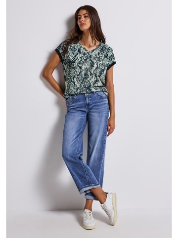 Street One Bluse in Petrol/ Creme