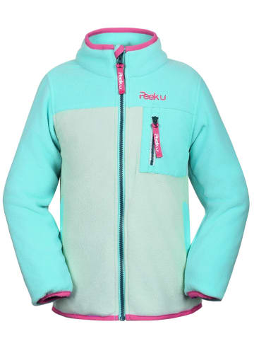 Peek U Fleece vest "Wave" turquoise/grijs