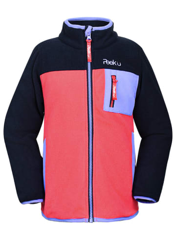 Peek U Fleece vest "Wave" koraalrood/donkerblauw/paars
