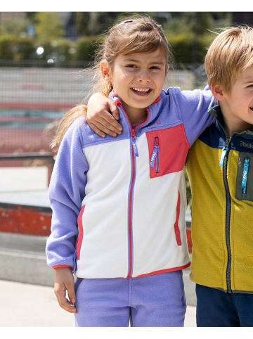 Peek U Fleece vest "Wave" wit/paars/koraalrood