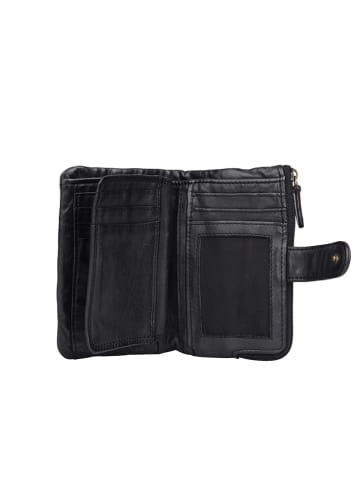 Bellicci Leder-Geldbörse "Connie" in Schwarz - (B)9 x (H)17 x (T)3 cm