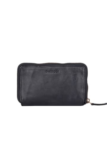 Bellicci Leder-Geldbörse "Collins" in Schwarz - (B)9 x (H)17 x (T)3 cm