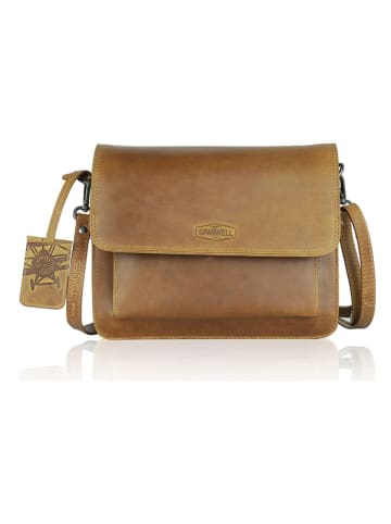 SPARWELL Leder-Umhängetasche in Taupe - (B)25,5 x (H)21 x (T)10 cm