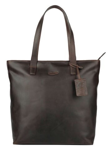 SPARWELL Leder-Shopper "Kylie" in Braun - (B)41 x (H)34 x (T)12 cm