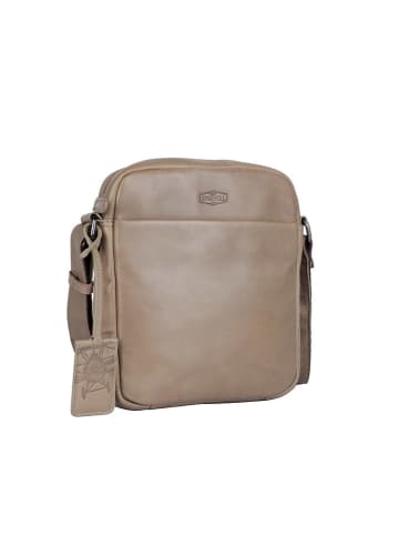 Bellicci Leren schoudertas "Oswald" beige - (B)20 x (H)22 x (D)5 cm