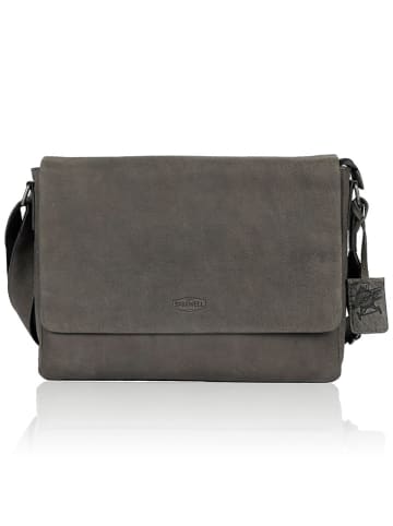 SPARWELL Leder-Umhängetasche "Rados" in Grau - (B)38 x (H)29 x (T)9 cm