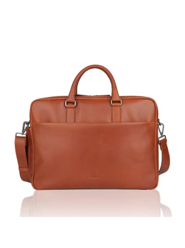 Bellicci Skórzana torba "Keaton" w kolorze jasnobrązowym na laptopa - 38 x 27 x 6 cm