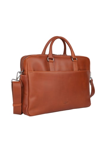 Bellicci Leren laptoptas "Keaton" lichtbruin - (B)38 x (H)27 x (D)6 cm