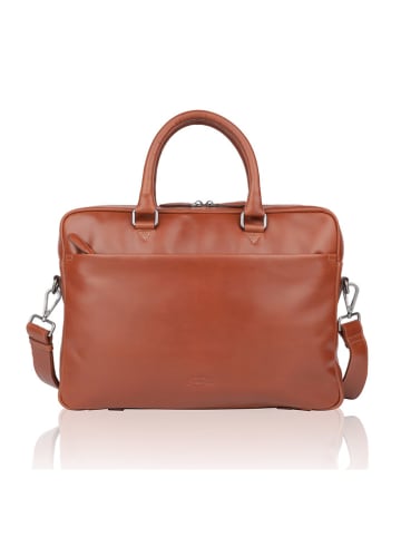 Bellicci Leder-Laptoptasche "Koen" in Hellbraun - (B)42 x (H)30 x (T)11 cm