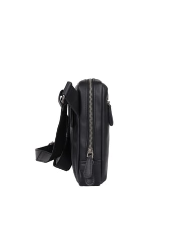 Bellicci Leren schoudertas "Kiefer" zwart - (B)19 x (H)21 x (D)5 cm