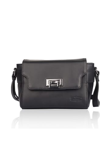 Bellicci Leder-Umhängetasche "Kleo" in Schwarz - (B)22 x (H)14 x (T)9 cm