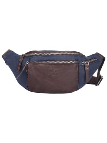 SPARWELL Leder-Brustbeutel "Simply Sloan" in Dunkelblau/ Braun - (B)32 x (H)14 x (T)7 cm