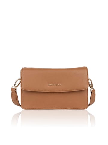 Bellicci Leder-Umhängetasche "Caprisha" in Hellbraun - (B)24 x (H)15 x (T)7 cm