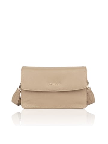 Bellicci Leder-Umhängetasche "Caprisha" in Beige - (B)24 x (H)15 x (T)7 cm