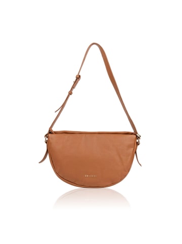 Bellicci Leder-Schultertasche "Caira" in Hellbraun - (B)35 x (H)21 x (T)8 cm