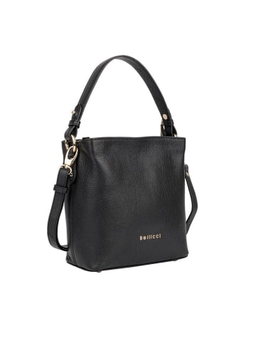 Bellicci Leren schoudertas "Calico" zwart - (B)26 x (H)33 x (D)14 cm