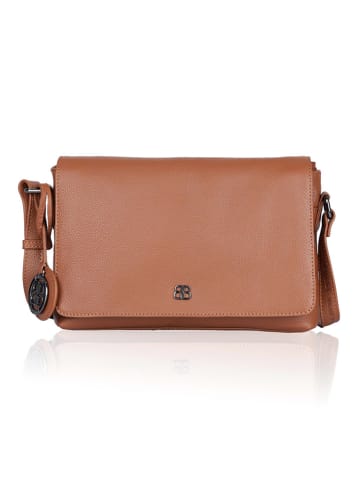 Bellicci Leder-Umhängetasche "Cardi" in Hellbraun - (B)26 x (H)18 x (T)7 cm
