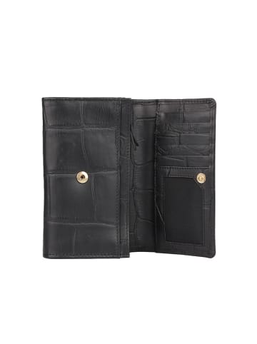 Bellicci Leren portemonnee "Velora" zwart - (B)17 x (H)10 x (D)3 cm