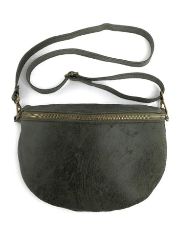 Marlon Leren borstbuidel kaki - (B)25 x (H)19 x (D)7 cm