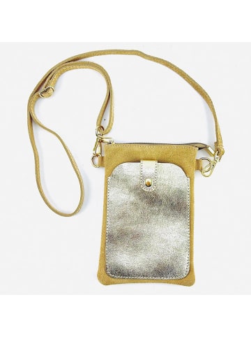 Marlon Leder-Handytasche in Beige/ Silber - (B)14 x (H)21 x (T)2 cm