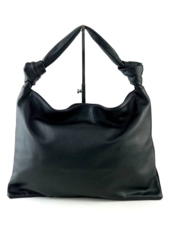 Marlon Leder-Schultertasche "Leena" in Dunkelblau - (B)44 x (H)30 x (T)5 cm
