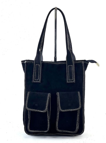 Marlon Leder-Schultertasche "Floriana" in Dunkelblau - (B)24 x (H)30 x (T)8 cm