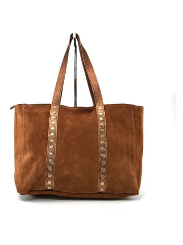 Marlon Skórzany shopper bag "Cornelia" w kolorze karmelowym - 45 x 26 x 11 cm