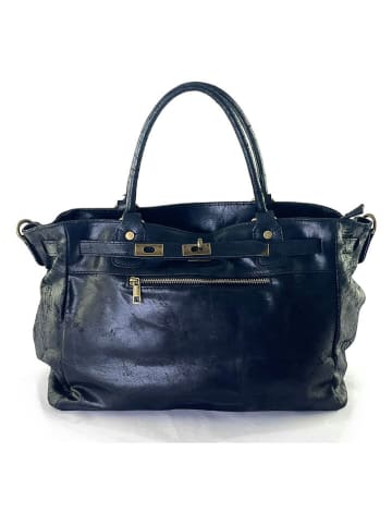 Marlon Leder-Schultertasche "Cecine" in Dunkelblau - (B)42 x (H)28 x (T)18 cm