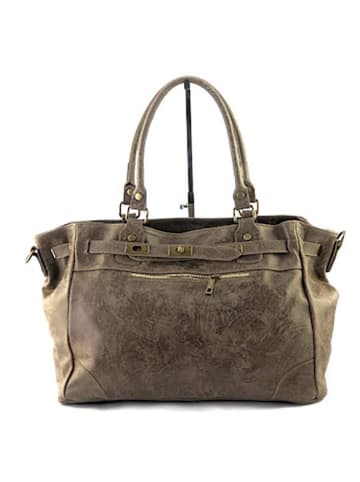 Marlon Leder-Schultertasche "Cecine" in Braun - (B)42 x (H)28 x (T)18 cm