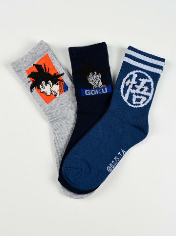 Dragon Ball Skarpety (3 pary) "Dragonball Z" w kolorze granatowo-szarym