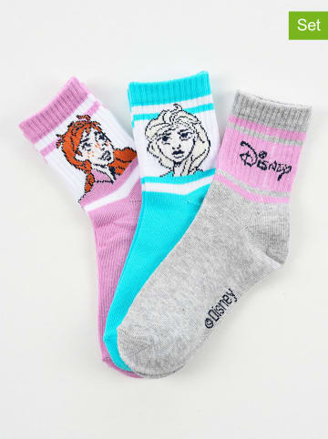 FROZEN 3er-Set: Socken "Frozen" in Lila/ Blau/ Grau