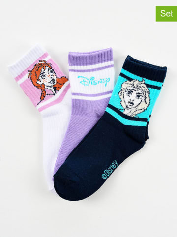 FROZEN 3er-Set: Socken "Frozen" in Dunkelblau/ Lila/ Weiß