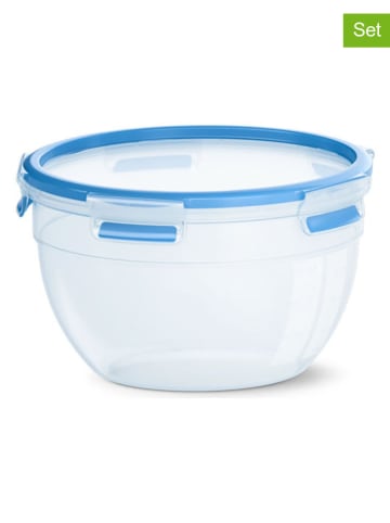 Emsa 2er-Set: Frischhaltedosen "Clip & Close" in Blau - 2,6 l