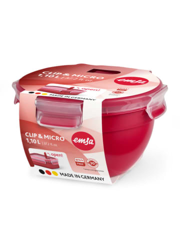 Emsa Mikrowellendose "Clip & Micro" in Rot - 1,1 l