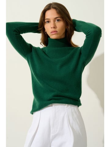 AUTHENTIC CASHMERE Kaszmirowy golf "Bise" w kolorze ciemnozielonym