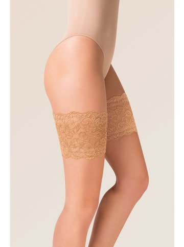 Gabriella Oberschenkelbänder "Lace" in Beige - 50 DEN