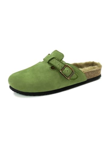natural world Leder-Hausschuhe in Khaki