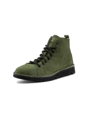 natural world Skórzane botki w kolorze khaki