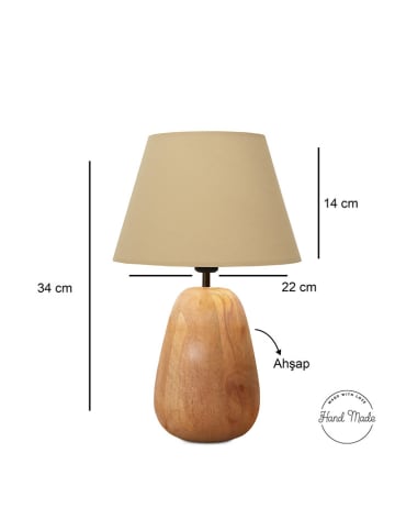 Opviq Tafellamp beige/lichtbruin - (H)34 x Ø 22 cm
