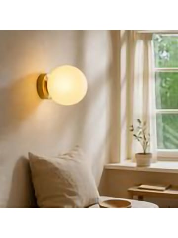 Opviq Wandlamp wit/goudkleurig - (H)22 x Ø 15 cm