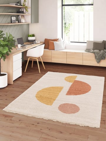 bobochic Hochflor-Teppich "Adeline" in Gelb/ Rosa/ Creme