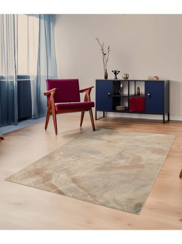 bobochic Kurzflor-Teppich "Riviere" in Blau/ Beige