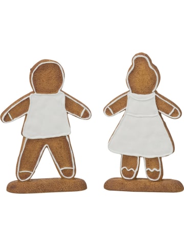 J Line 2-delige set: decofiguren lichtbruin/wit - (H)15,5 cm